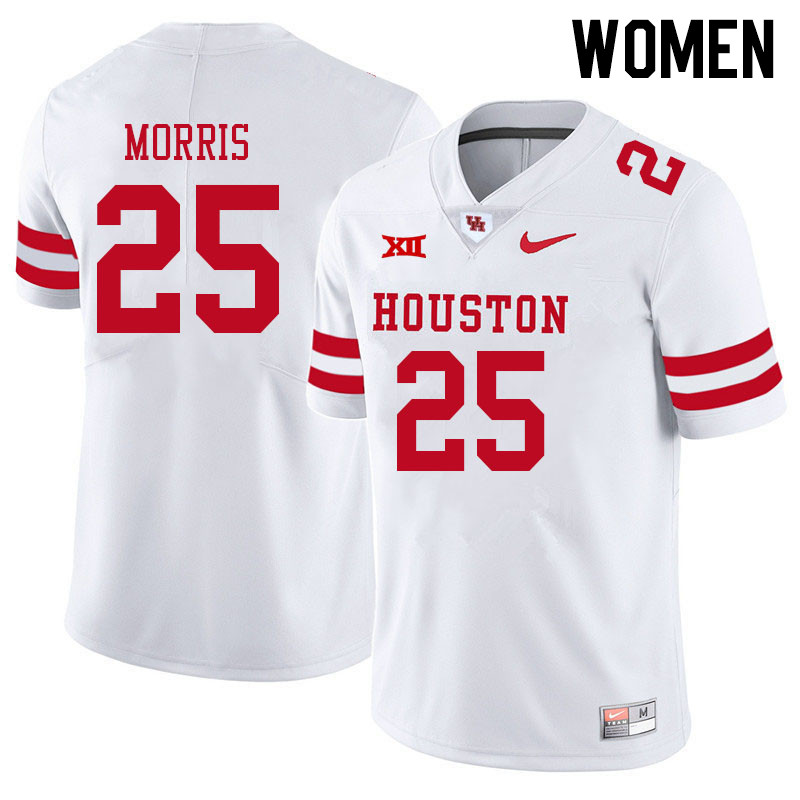 Women #25 Jamal Morris Houston Cougars College Big 12 Conference Football Jerseys Sale-White